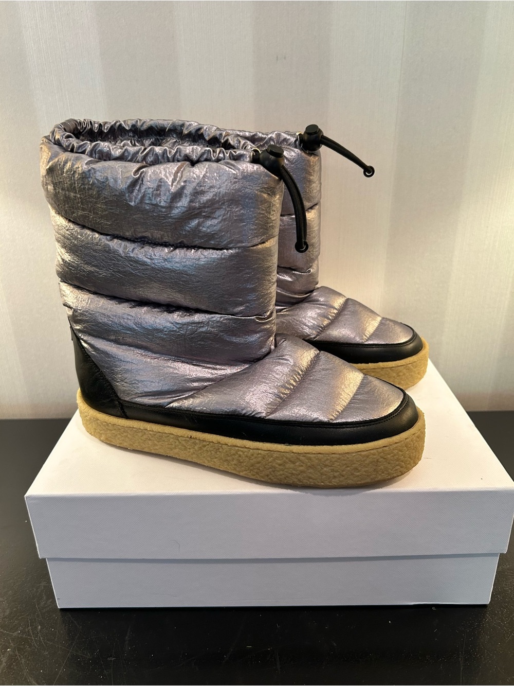 Isabel Marant Metallic Snow B Quilted Puffer Winter Boots